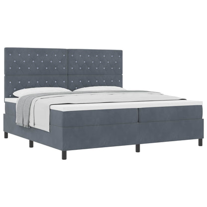 Boxspringbed met matras Donkergrijs 200 x 200 cm Stof