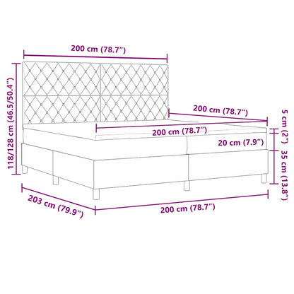 Boxspringbed met matras Donkergrijs 200 x 200 cm Stof