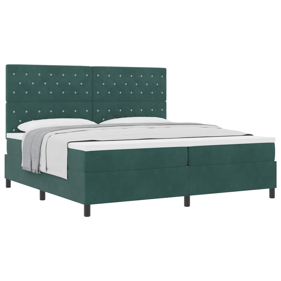 Boxspringbed met matras Donkergroen 200 x 200 cm Stof
