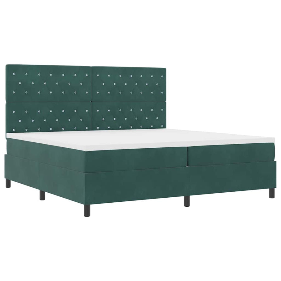 Boxspringbed met matras Donkergroen 200 x 200 cm Stof