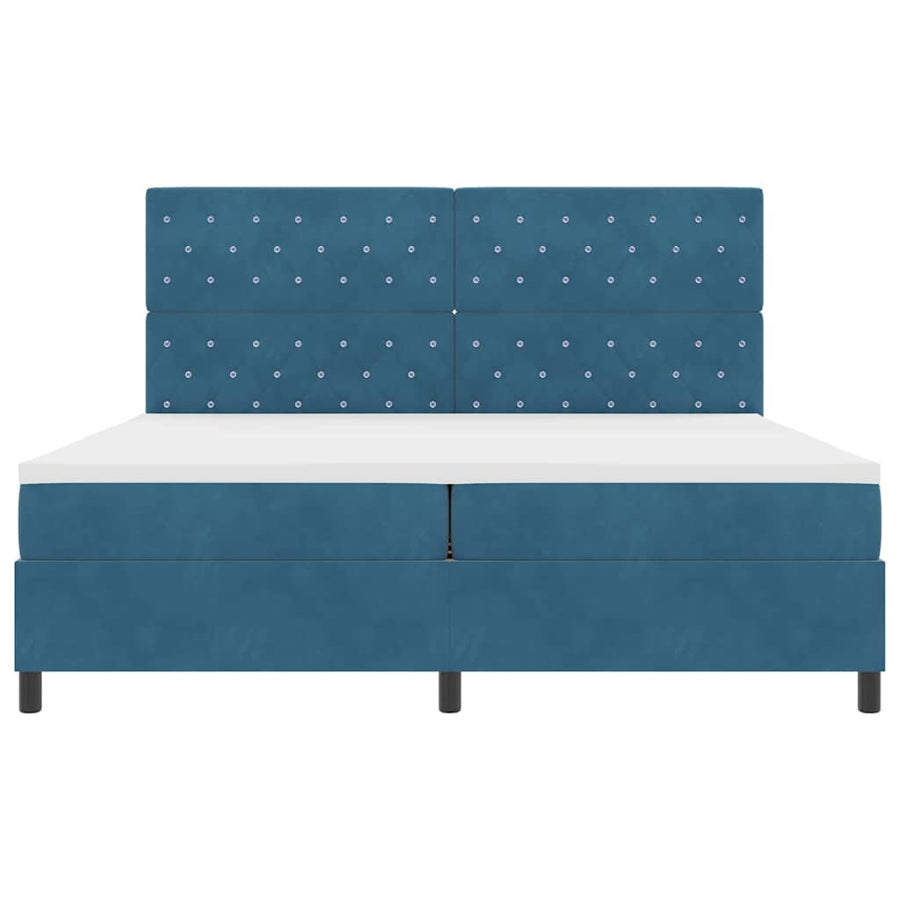 Boxspringbed met matras Donkerblauw 200 x 200 cm Fluweel