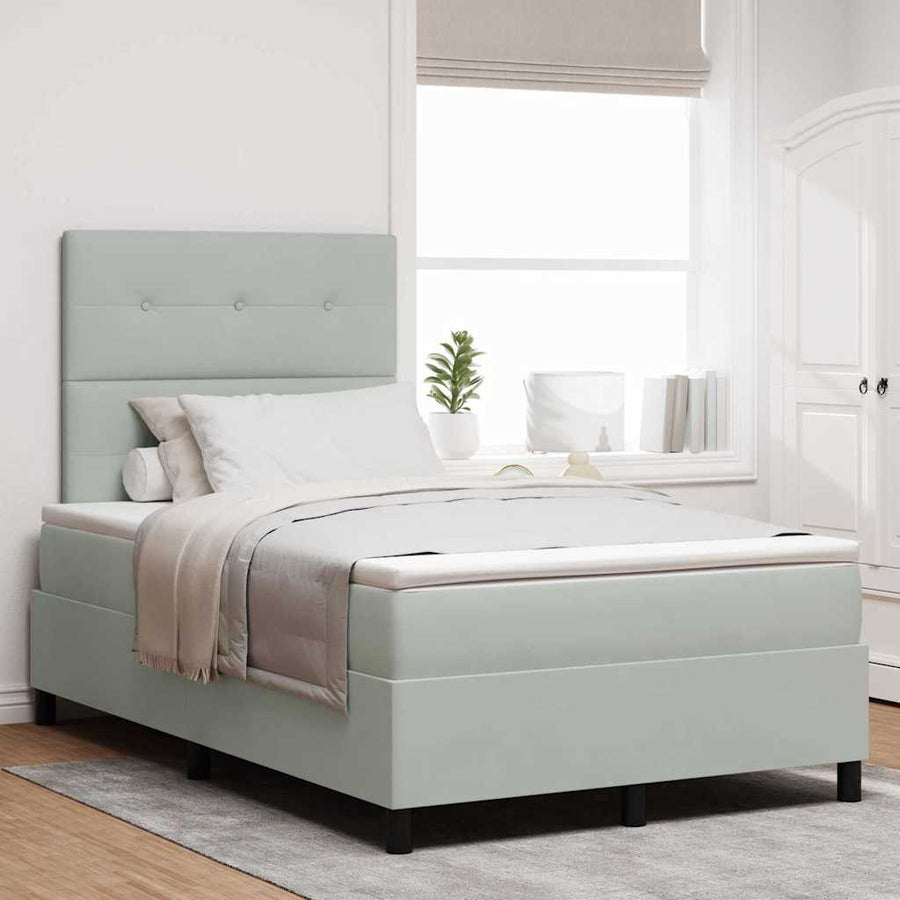 Boxspringbed met matras Lichtgrijs 120 x 190 cm Stof