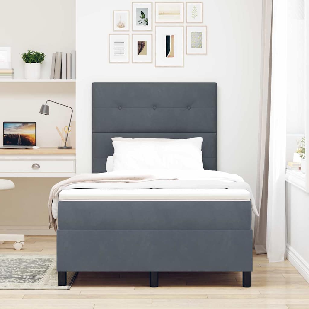 Boxspringbed met matras Donkergrijs 120 x 190 cm Stof