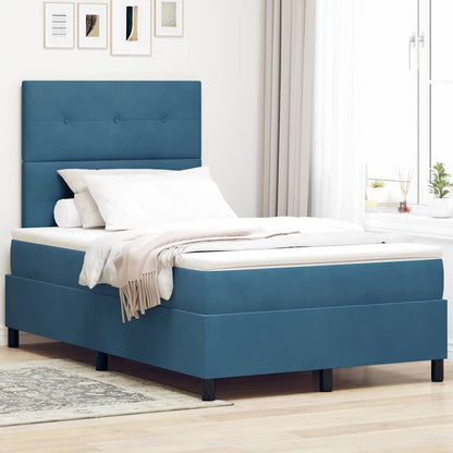 Boxspring bed met matras Donkerblauw 120 x 190 cm Fluweel