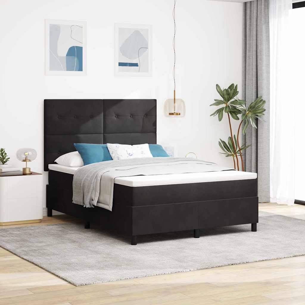 Boxspring bed met matras Zwart 140 x 190 cm Fluweel