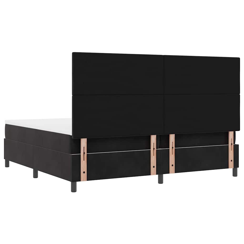 Boxspringbed Met Matras Met Hoofdeinde Stof Zwart 200 x 200 cm Knopgecontracteerd