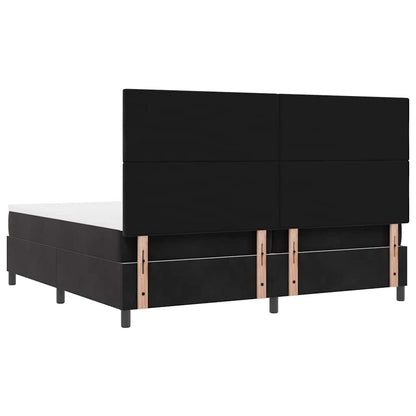 Boxspringbed Met Matras Met Hoofdeinde Stof Zwart 200 x 200 cm Knopgecontracteerd