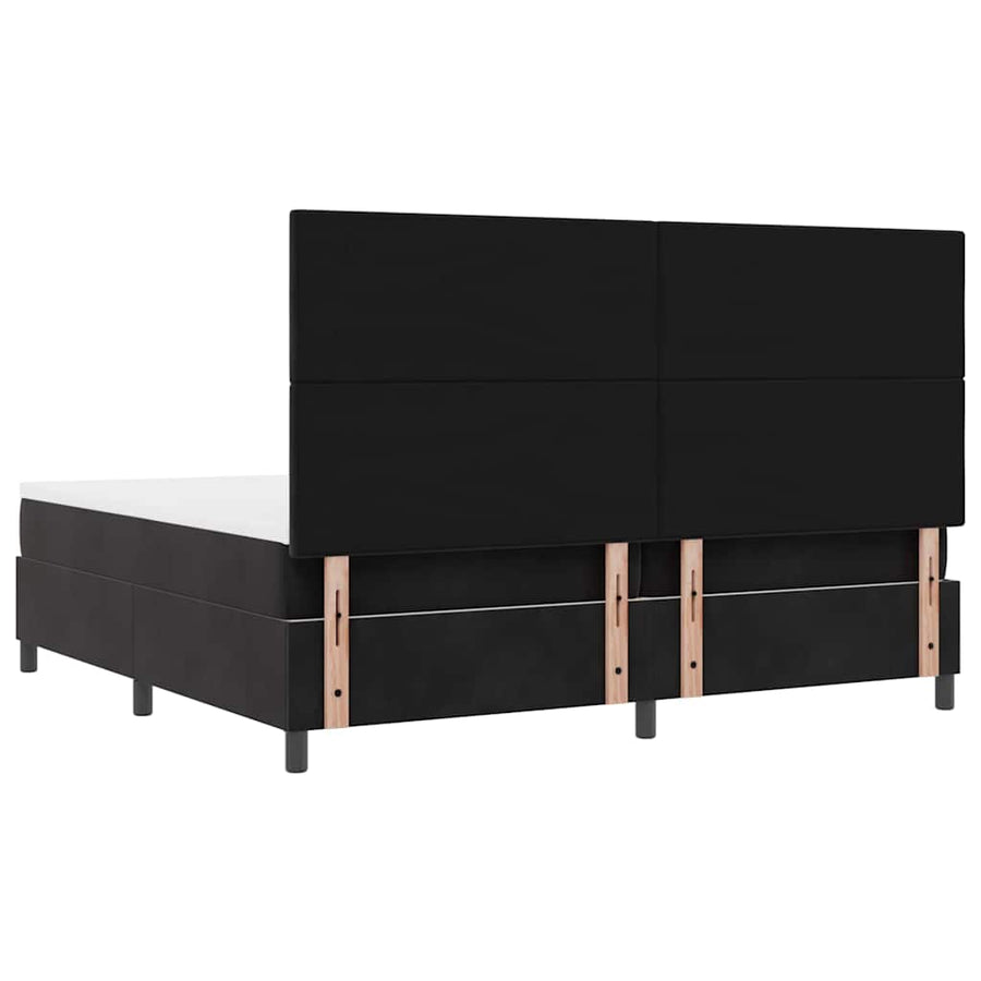Boxspringbed Met Matras Met Hoofdeinde Stof Zwart 200 x 200 cm Knopgecontracteerd