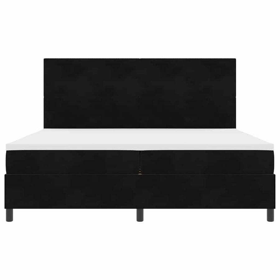 Boxspringbed Met Matras Met Hoofdeinde Stof Zwart 200 x 200 cm Knopgecontracteerd