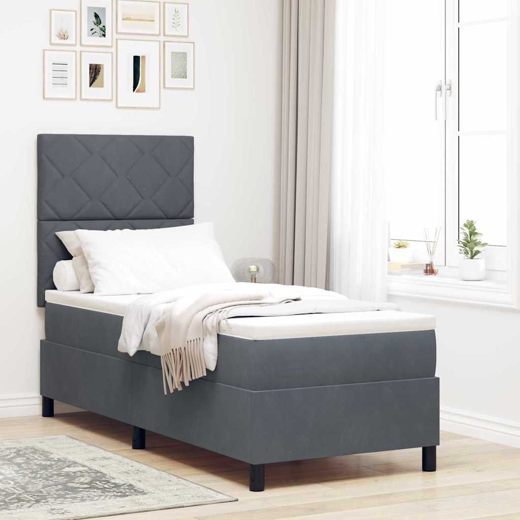 Boxspringbed met hoofdeinde Donkergrijs 80 x 200 cm Fluweel
