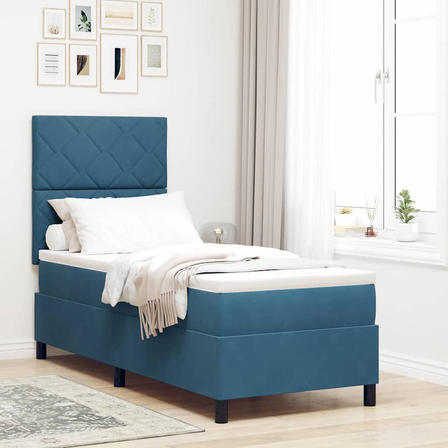 Boxspringbed met matras Donkerblauw 80 x 200 cm Stof