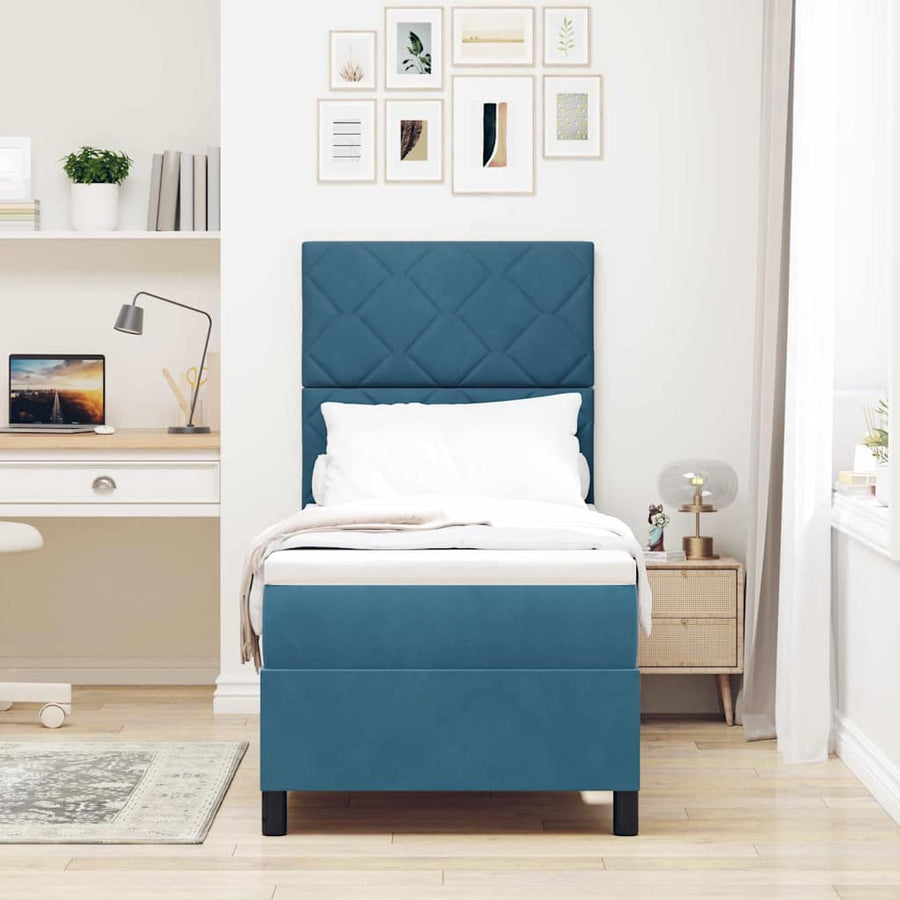 Boxspringbed met matras Donkerblauw 80 x 200 cm Stof
