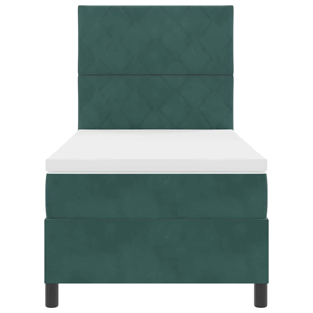 Boxspringbed met matras Donkergroen 90 x 190 cm Stof