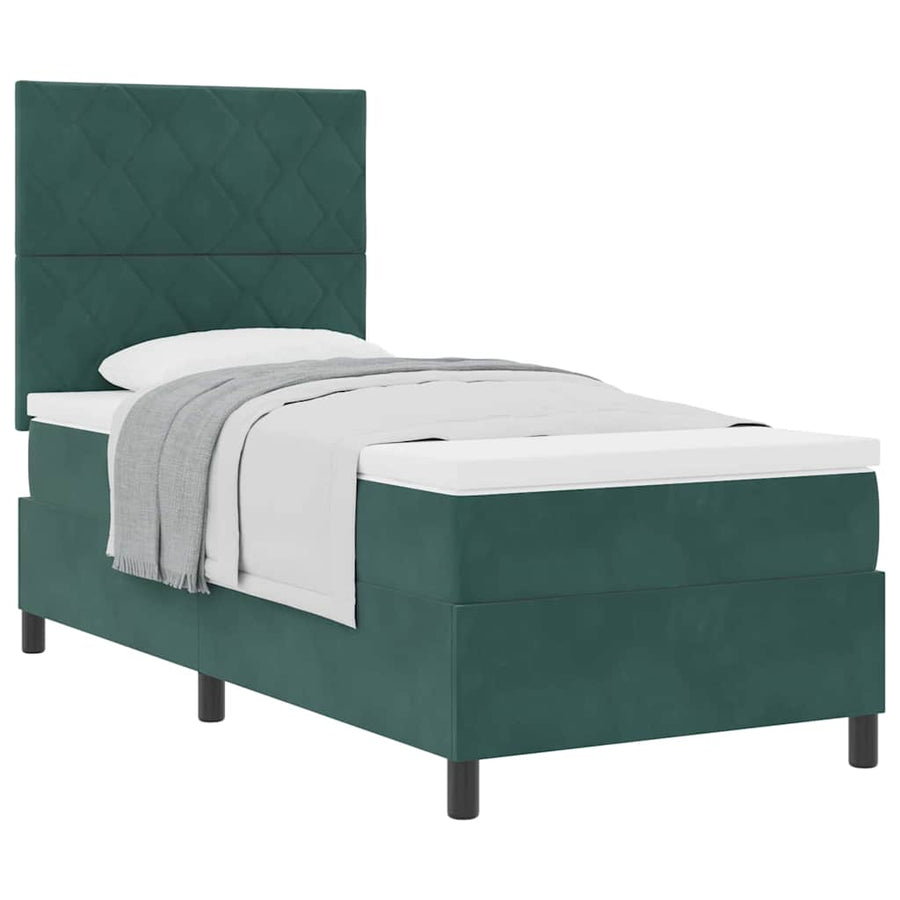 Boxspringbed met matras Donkergroen 90 x 190 cm Stof