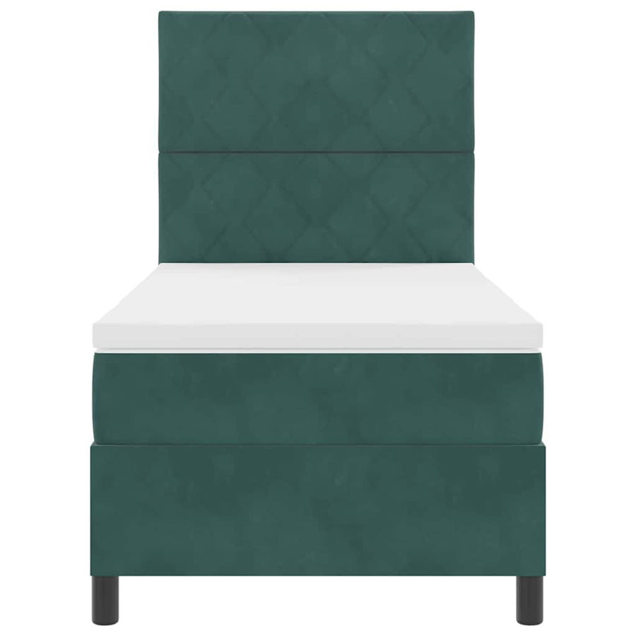 Boxspringbed met matras Donkergroen 90 x 200 cm Stof