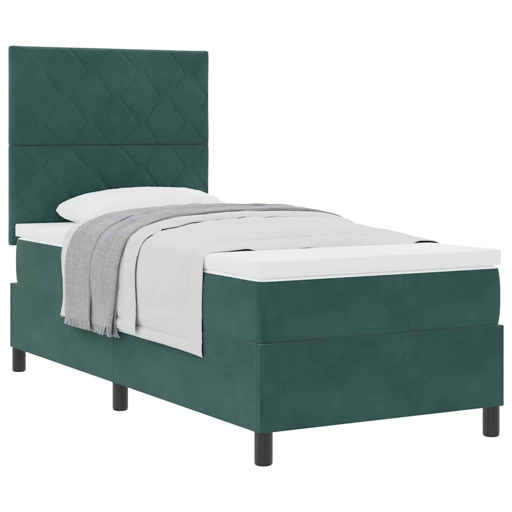 Boxspringbed met matras Donkergroen 90 x 200 cm Stof