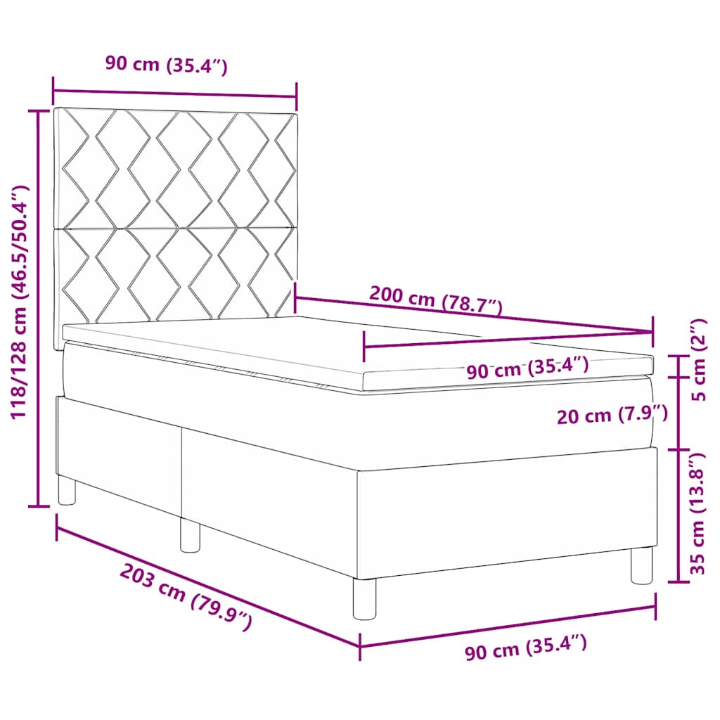 Boxspringbed met matras Donkergroen 90 x 200 cm Stof
