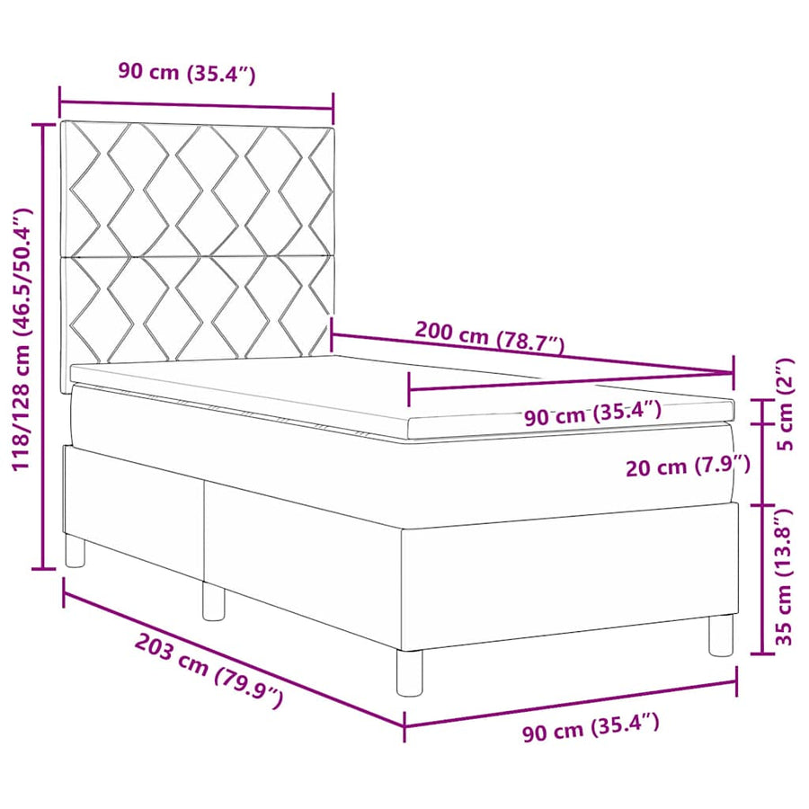 Boxspringbed met matras Donkergroen 90 x 200 cm Stof