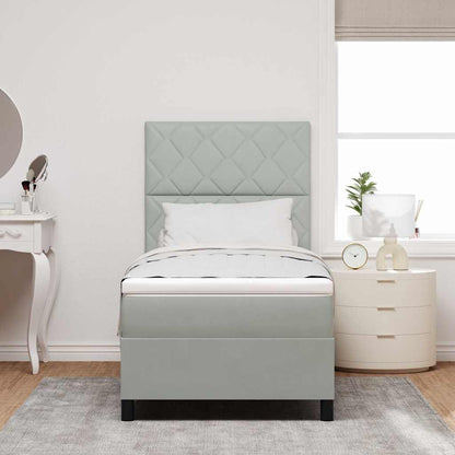 Boxspringbed met hoofdeinde Lichtgrijs 100 x 200 cm Fluweel