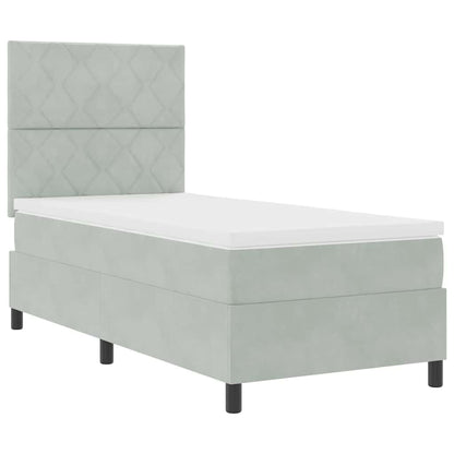 Boxspringbed met hoofdeinde Lichtgrijs 100 x 200 cm Fluweel