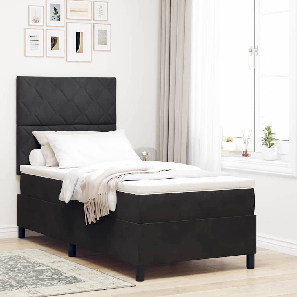 Boxspringbed met hoofdeinde Zwart 100 x 200 cm Fluweel