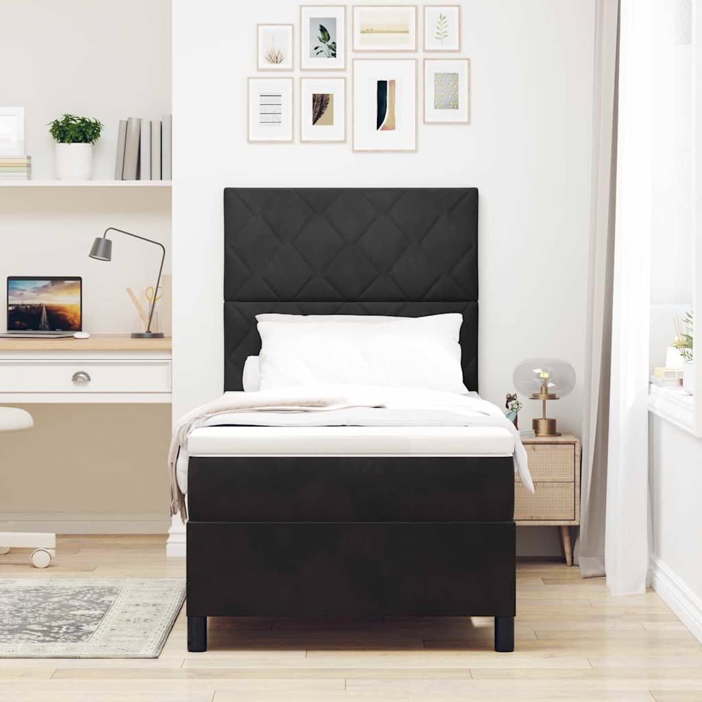 Boxspringbed met hoofdeinde Zwart 100 x 200 cm Fluweel