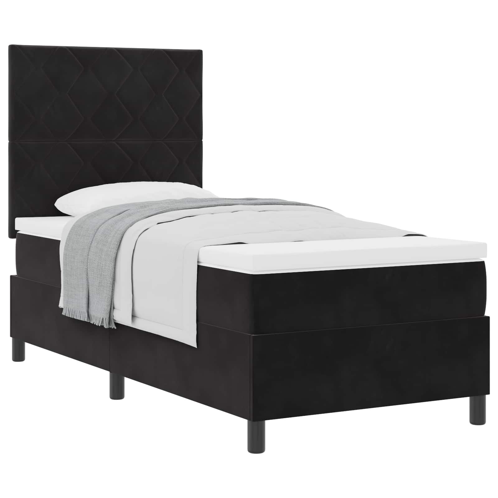 Boxspringbed met hoofdeinde Zwart 100 x 200 cm Fluweel