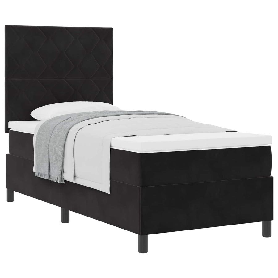 Boxspringbed met hoofdeinde Zwart 100 x 200 cm Fluweel