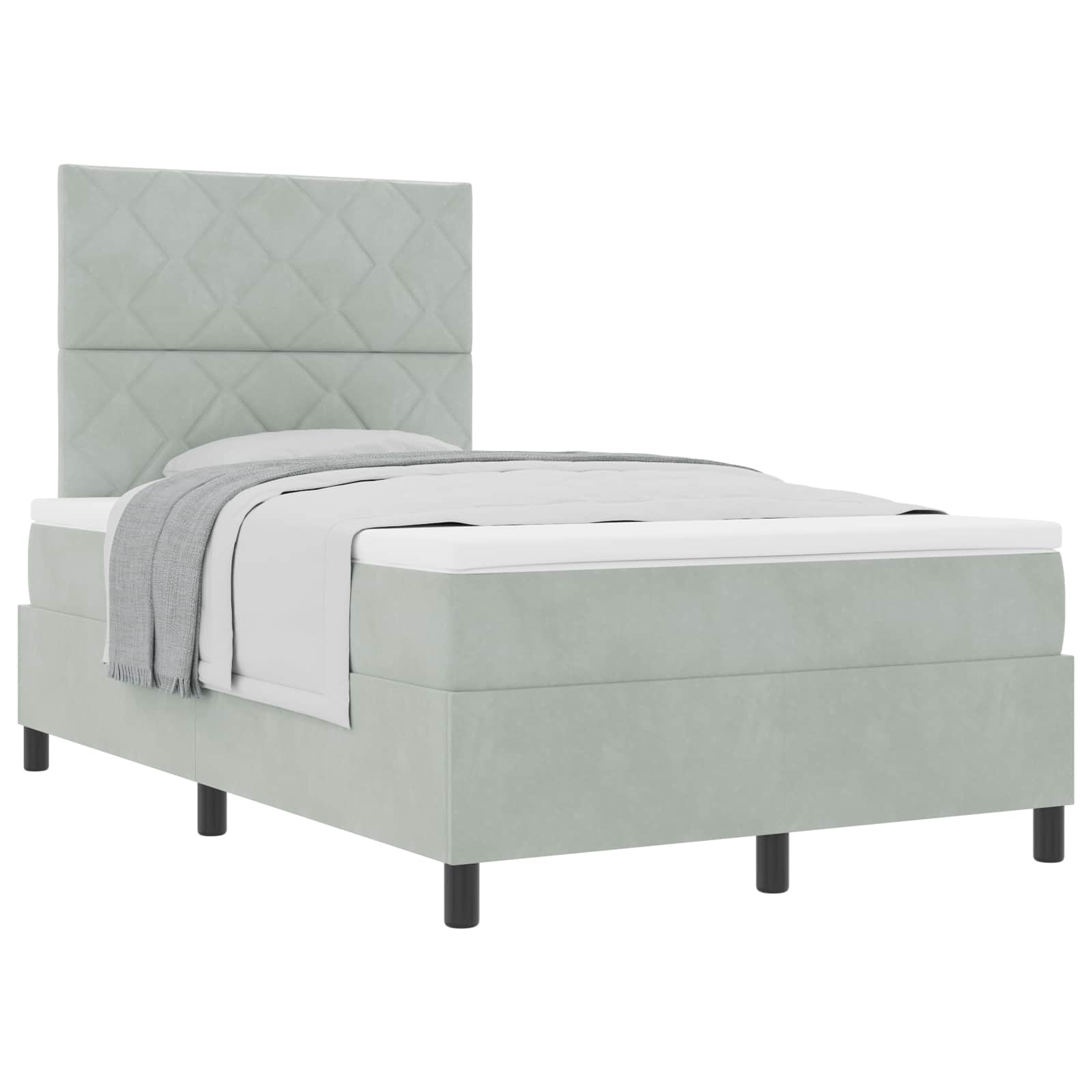 Boxspringbed met hoofdeinde Lichtgrijs 120 x 190 cm Fluweel