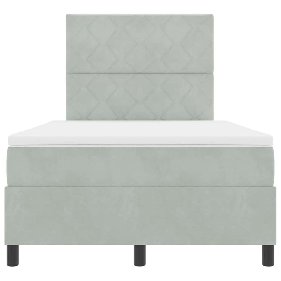 Boxspringbed met hoofdeinde Lichtgrijs 120 x 200 cm Fluweel