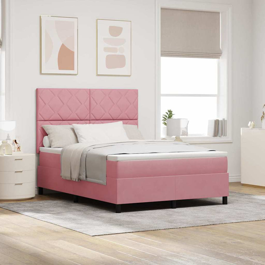 Boxspringbed met hoofdeinde Roze 140 x 190 cm Fluweel