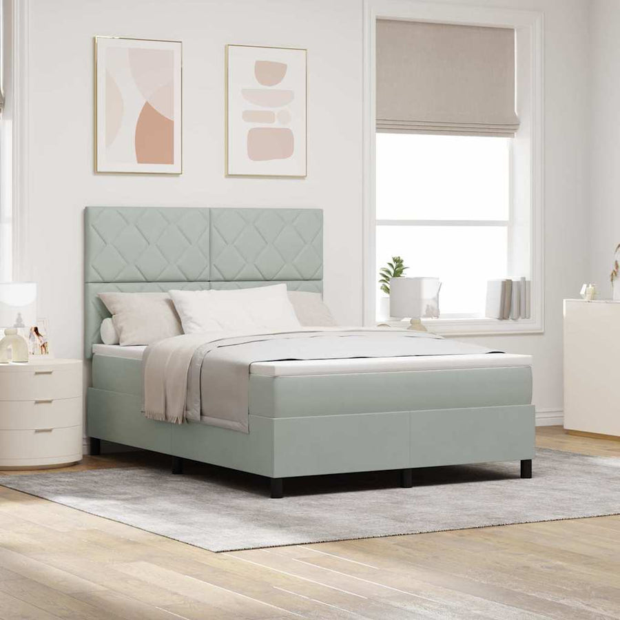 Boxspringbed met matras Lichtgrijs 140 x 200 cm Stof