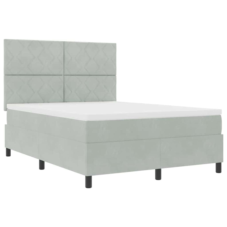 Boxspringbed met matras Lichtgrijs 140 x 200 cm Stof