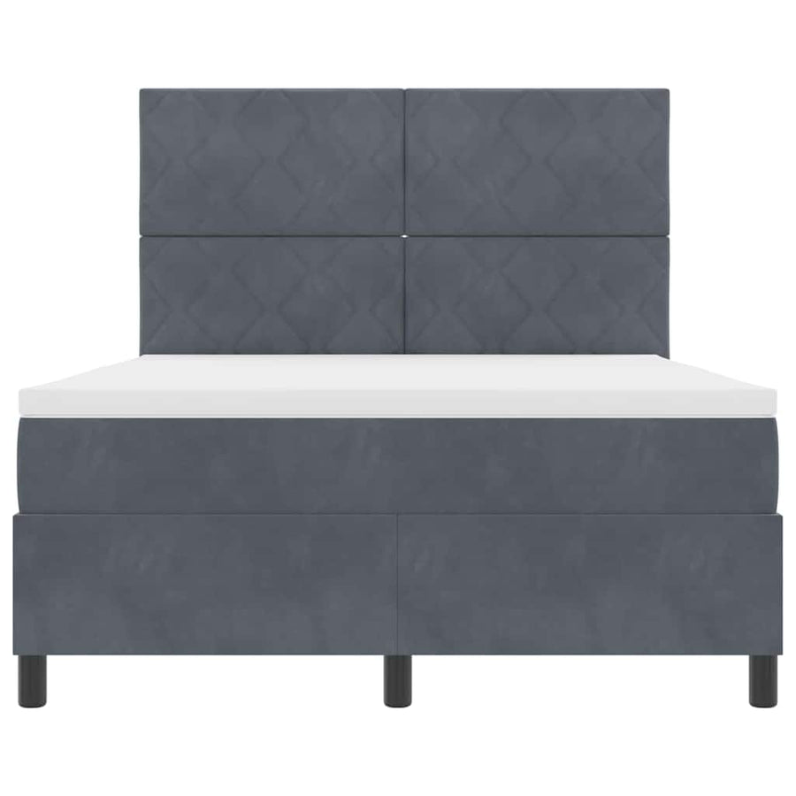 Boxspringbed met hoofdeinde Donkergrijs 140 x 200 cm Fluweel