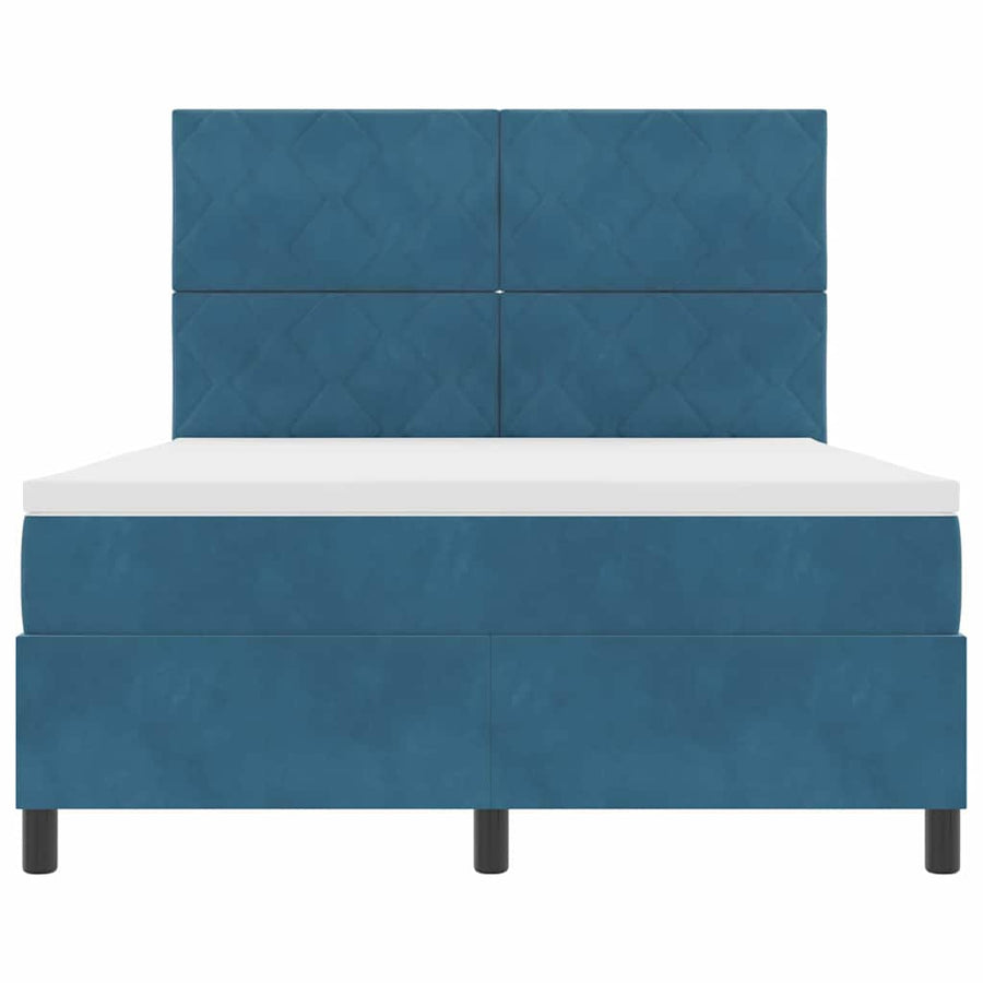 Boxspringbed met hoofdeinde Donkerblauw 140 x 200 cm Fluweel