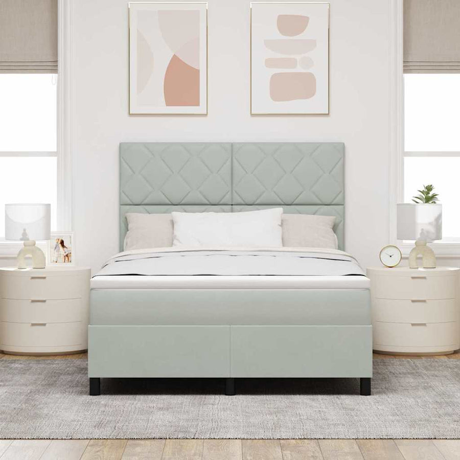 Boxspringbed met hoofdeinde Lichtgrijs 160 x 200 cm Fluweel