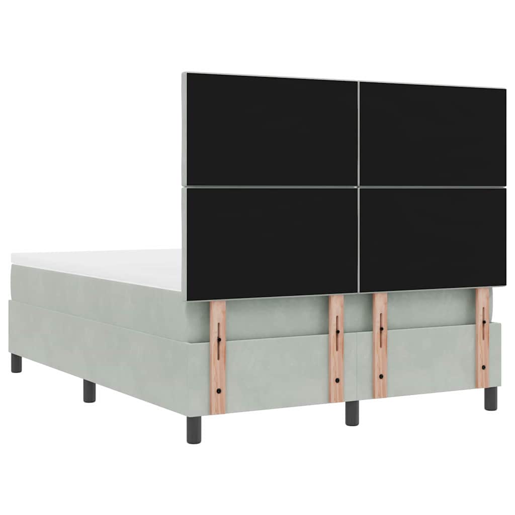 Boxspringbed met hoofdeinde Lichtgrijs 160 x 200 cm Fluweel