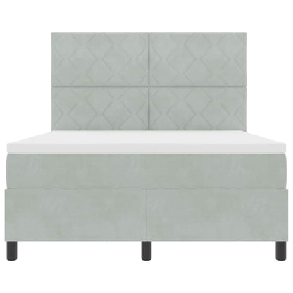 Boxspringbed met hoofdeinde Lichtgrijs 160 x 200 cm Fluweel
