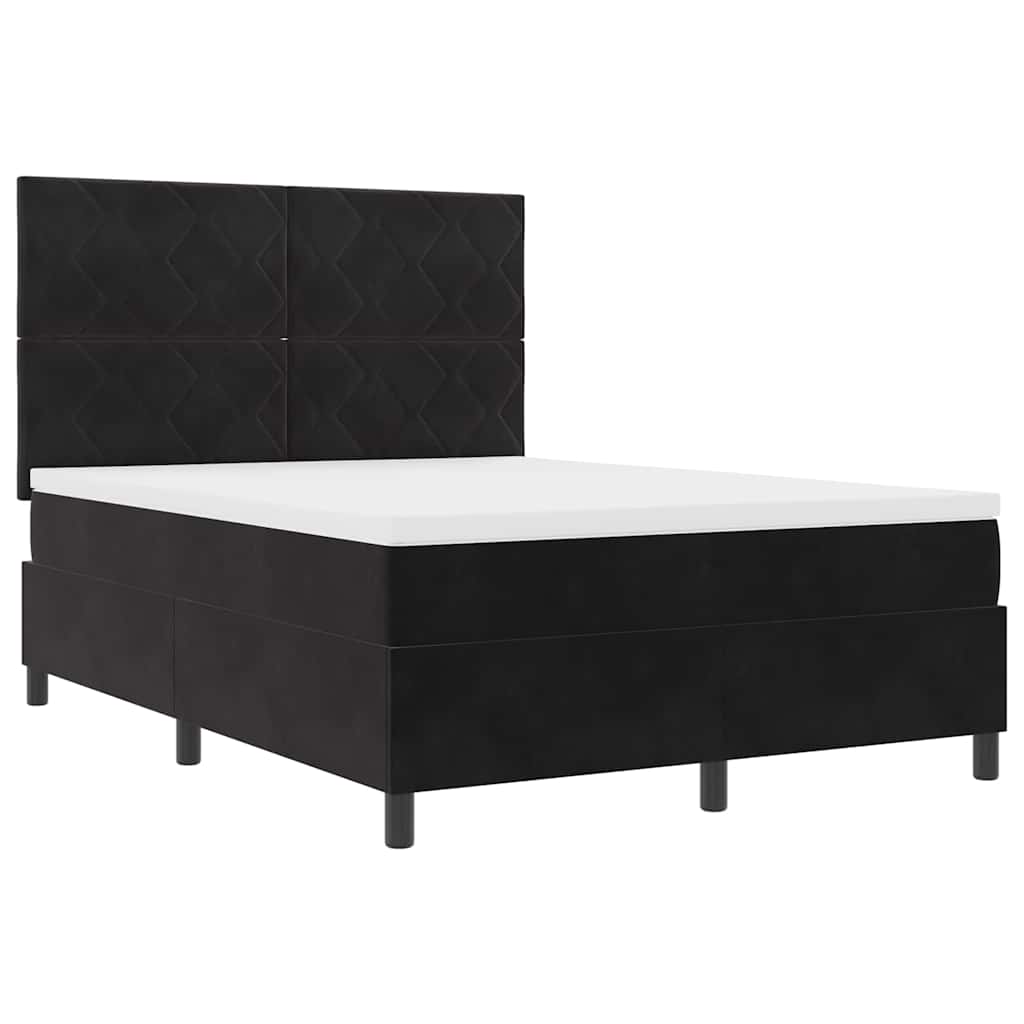 Boxspringbed met hoofdeinde Zwart 160 x 200 cm Fluweel