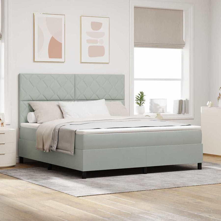 Boxspringbed met matras Lichtgrijs 180 x 200 cm Stof