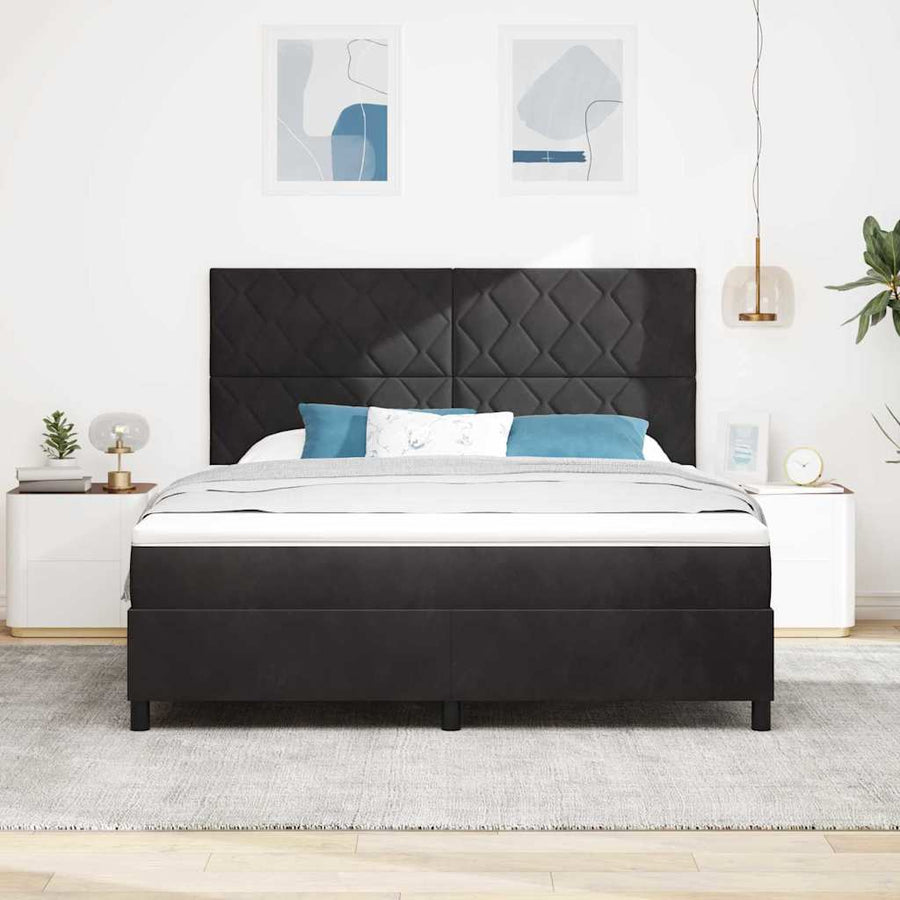 Boxspringbed met hoofdeinde Zwart 180 x 200 cm Fluweel