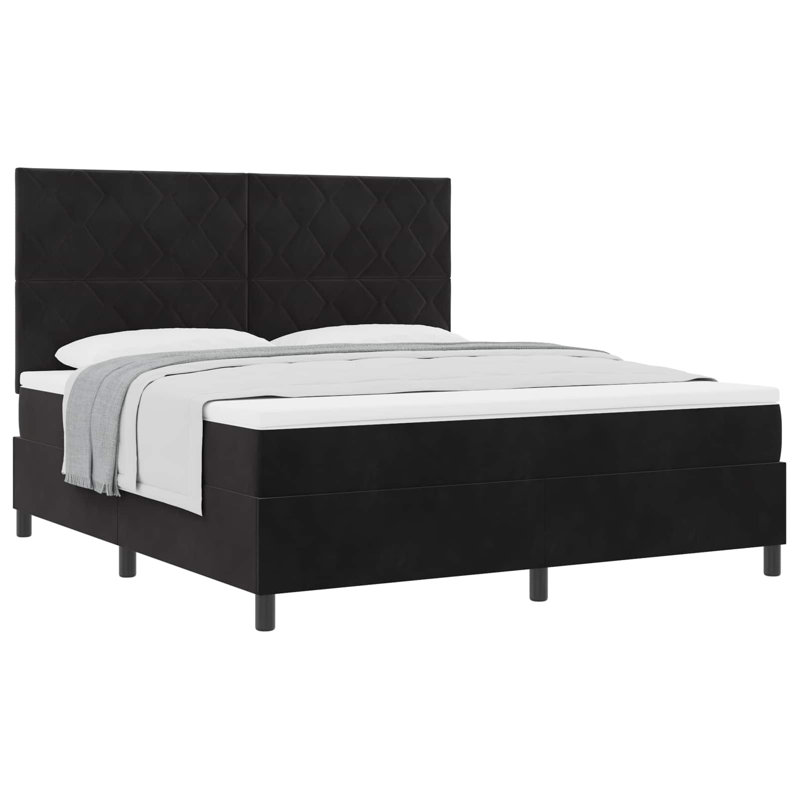 Boxspringbed met hoofdeinde Zwart 180 x 200 cm Fluweel