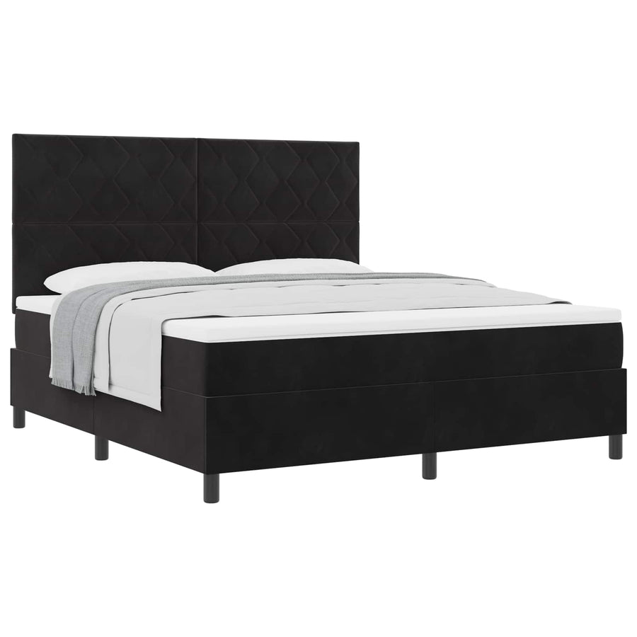 Boxspringbed met hoofdeinde Zwart 180 x 200 cm Fluweel