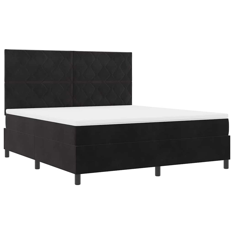 Boxspringbed met hoofdeinde Zwart 180 x 200 cm Fluweel
