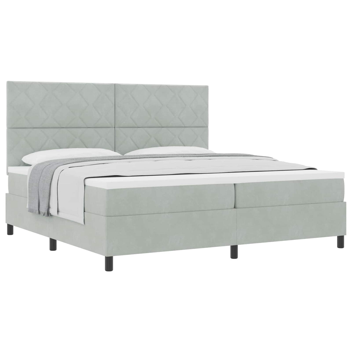 Boxspringbed met hoofdeinde Lichtgrijs 200 x 200 cm Fluweel