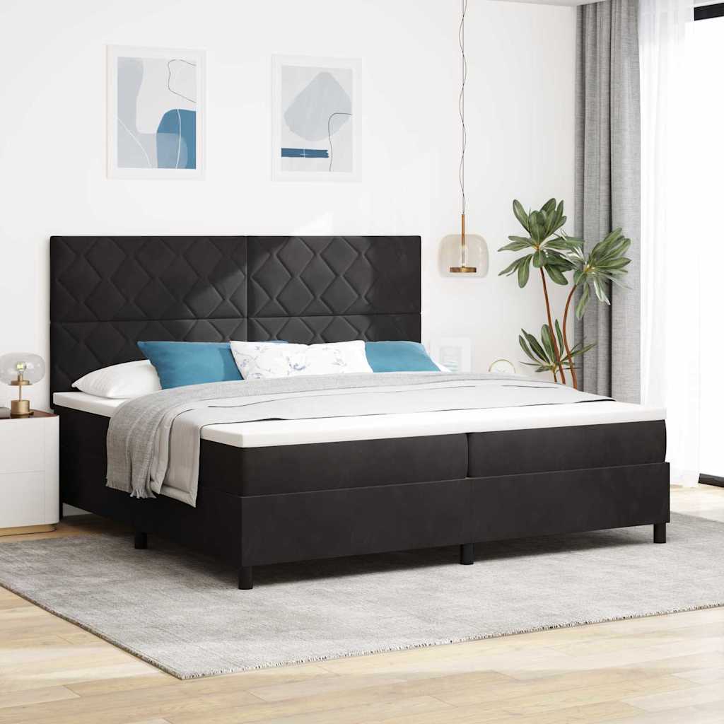 Boxspringbed met hoofdeinde Zwart 200 x 200 cm Fluweel