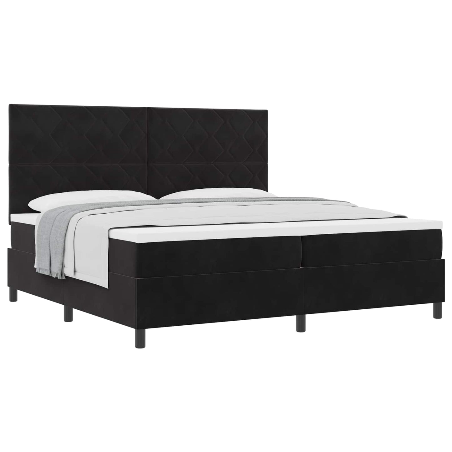 Boxspringbed met hoofdeinde Zwart 200 x 200 cm Fluweel