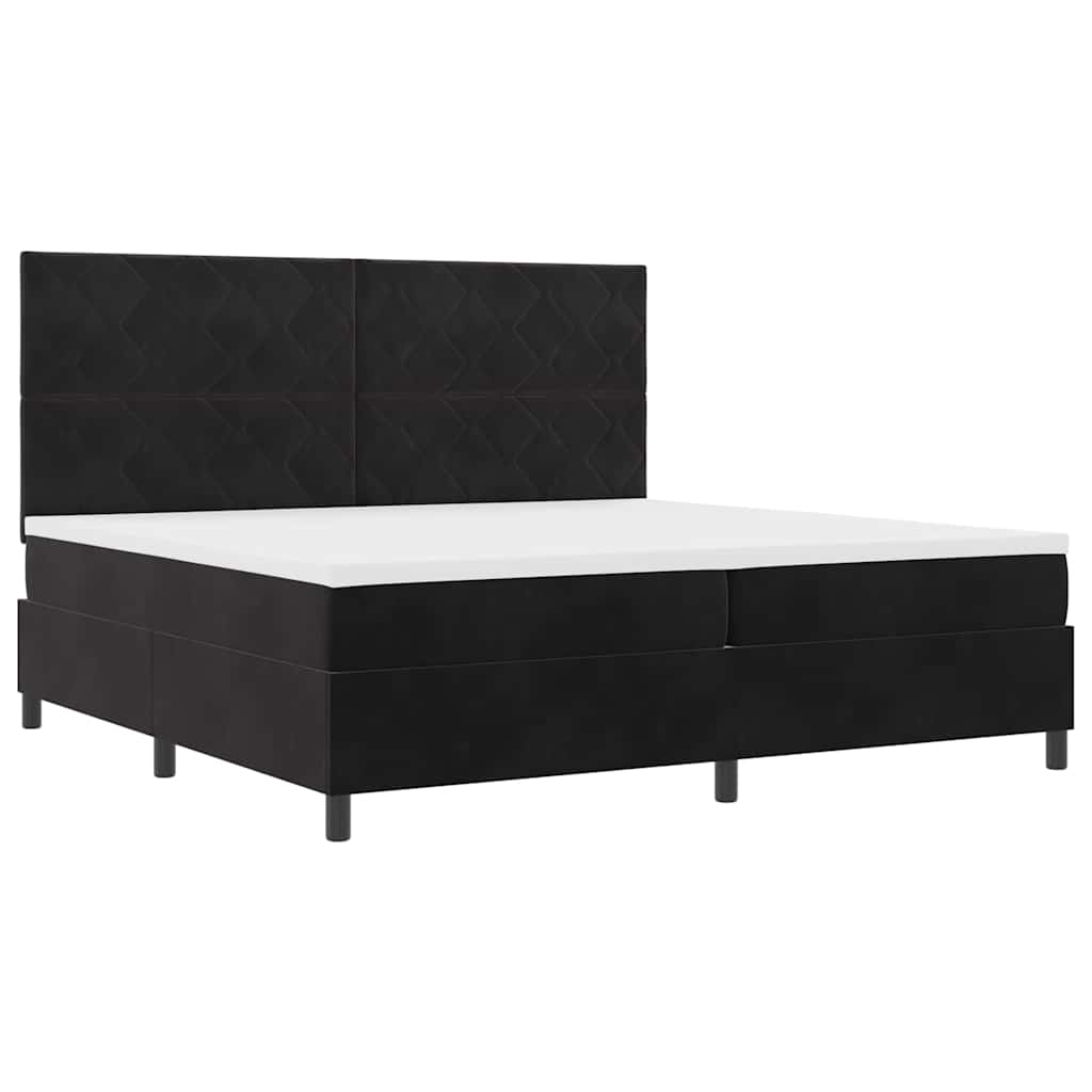 Boxspringbed met hoofdeinde Zwart 200 x 200 cm Fluweel