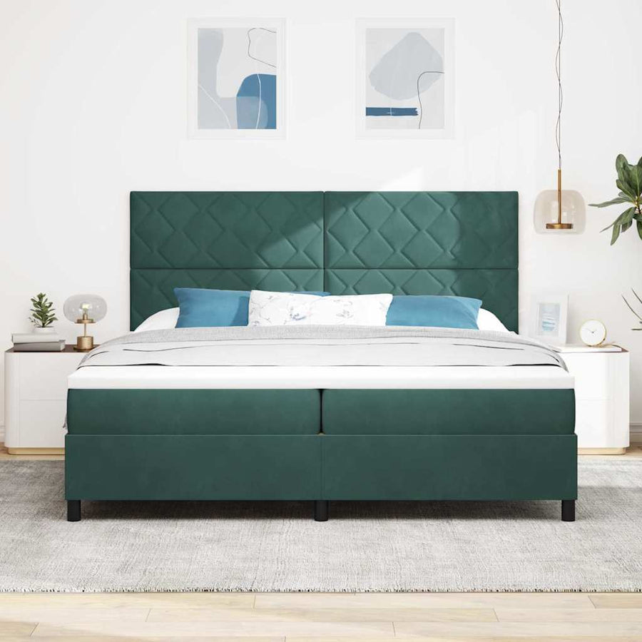 Boxspringbed met hoofdeinde Donkergroen 200 x 200 cm Fluweel