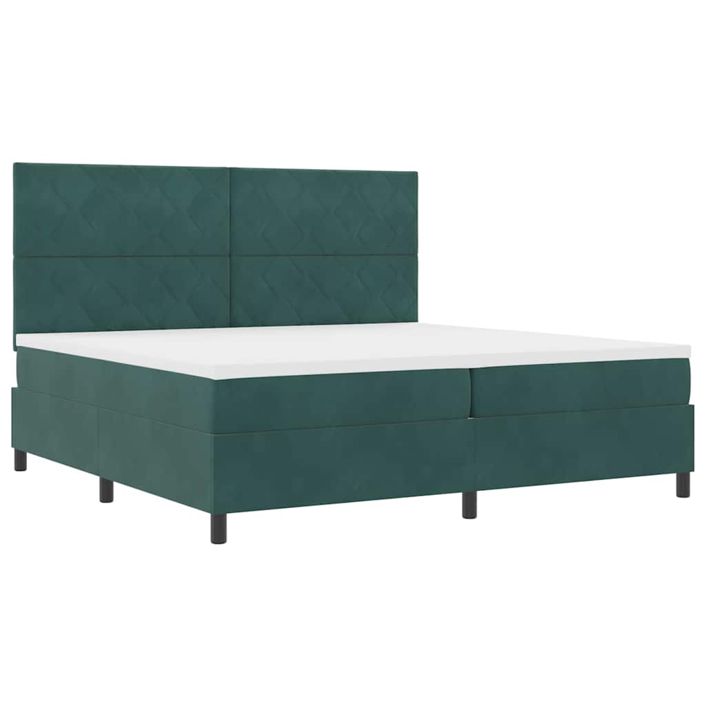 Boxspringbed met hoofdeinde Donkergroen 200 x 200 cm Fluweel